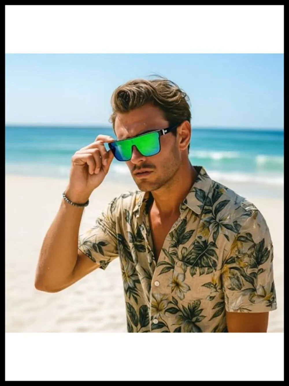 Oversized Square Mirrored Sunglasses UV400 Protection